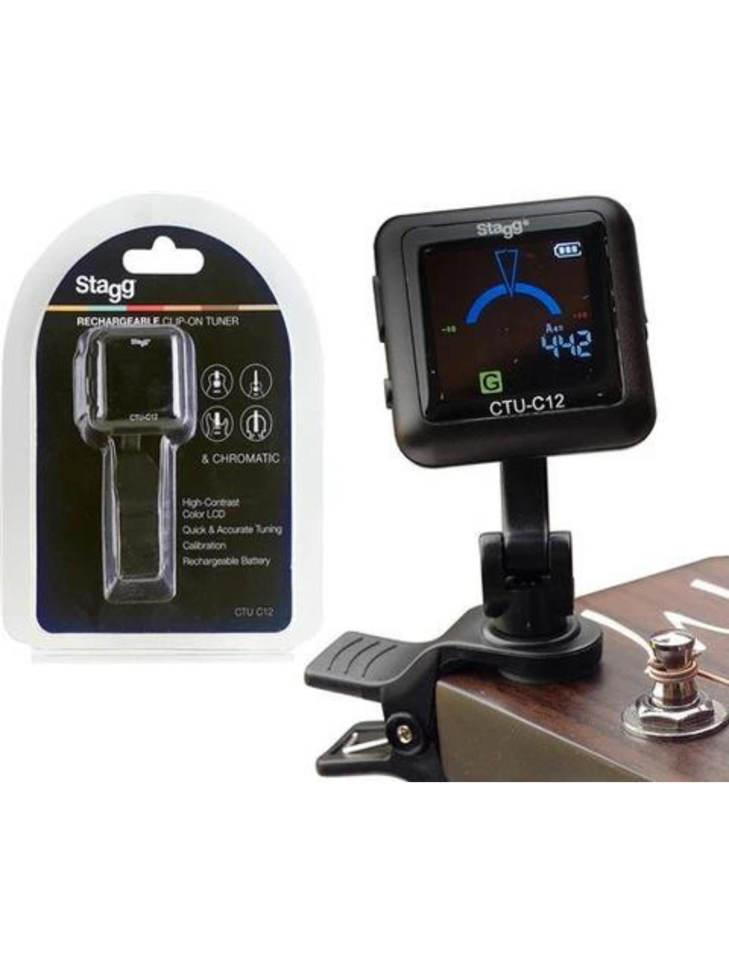 Stagg Rechargeable Clip On Tuner